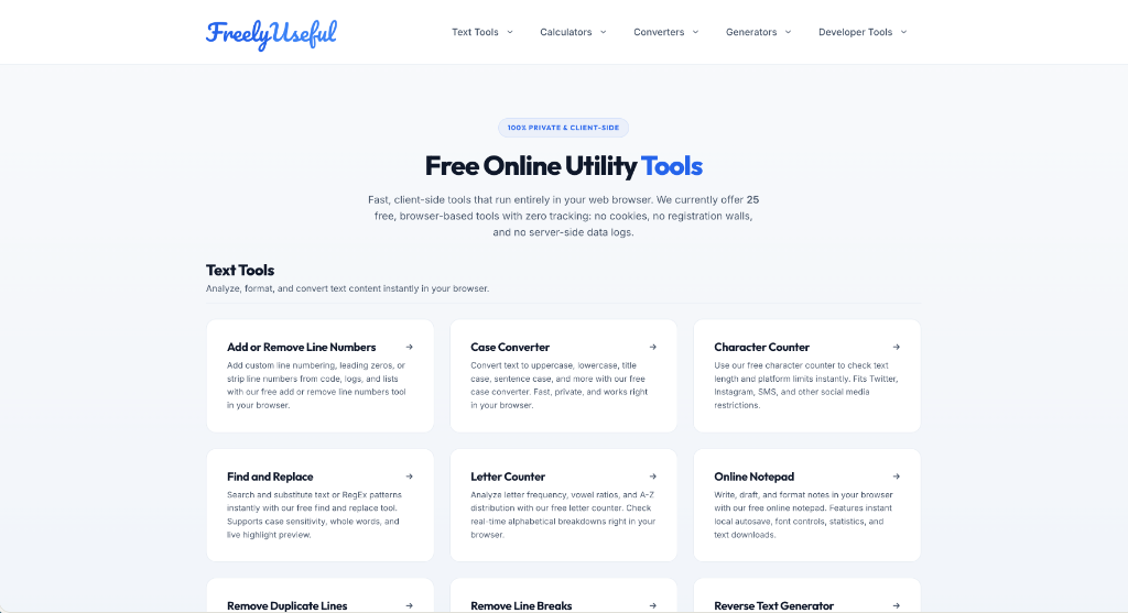 FreelyUseful.com Screenshot