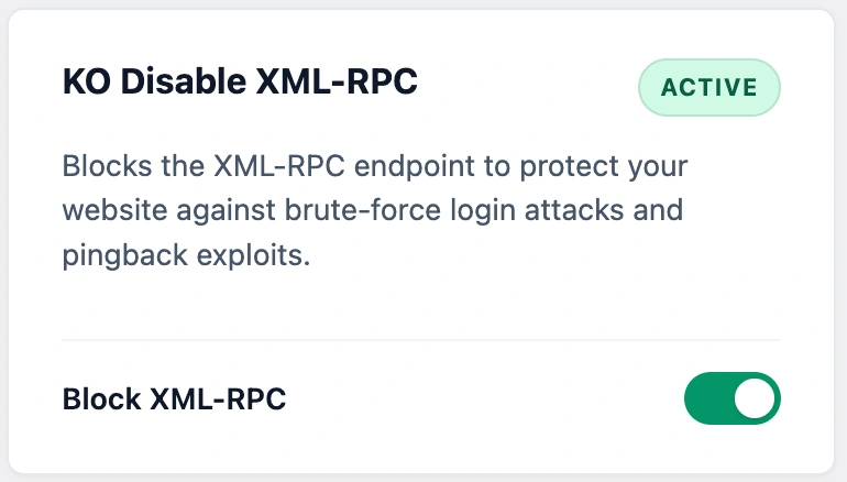 disable xml-rpc wordpress dashboard screen