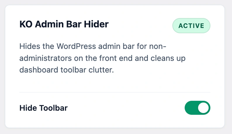 hide wordpress admin bar dashboard screen