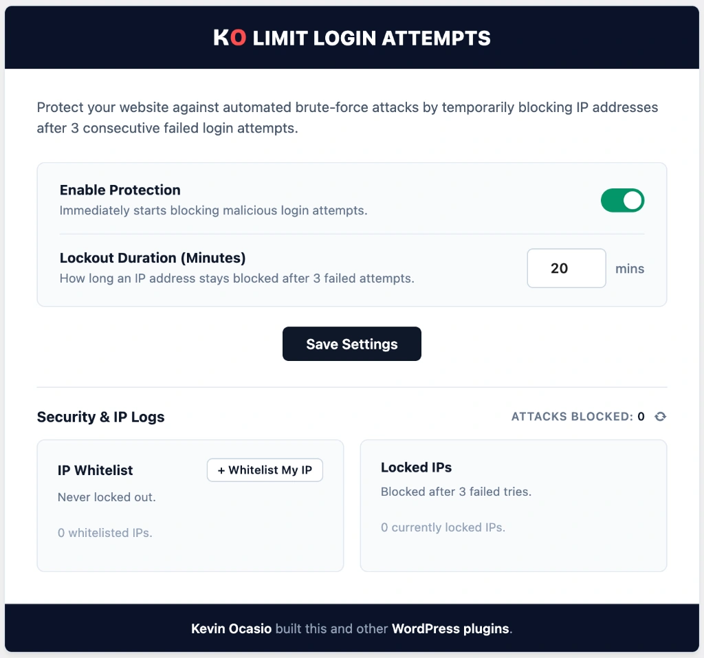 limit login attempts wordpress dashboard screen