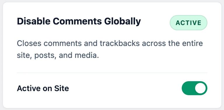 ocasio disable comments wordpress globally dashboard screen