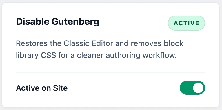ocasio disable gutenberg wordpress dashboard screen