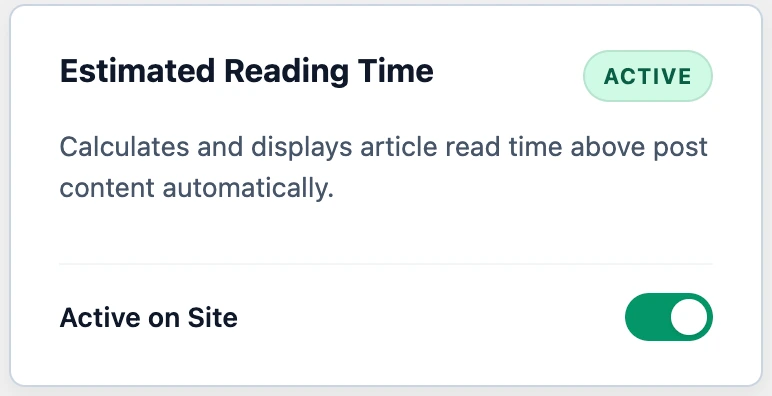 Ocasio Estimated Reading Time WordPress Dashboard Screen